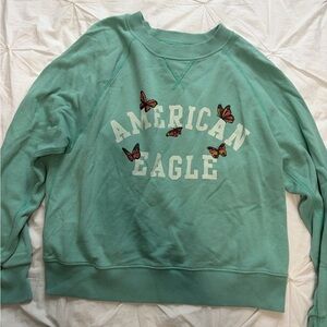 American Eagle Mint Green Crewneck Sweatshirt with White Label